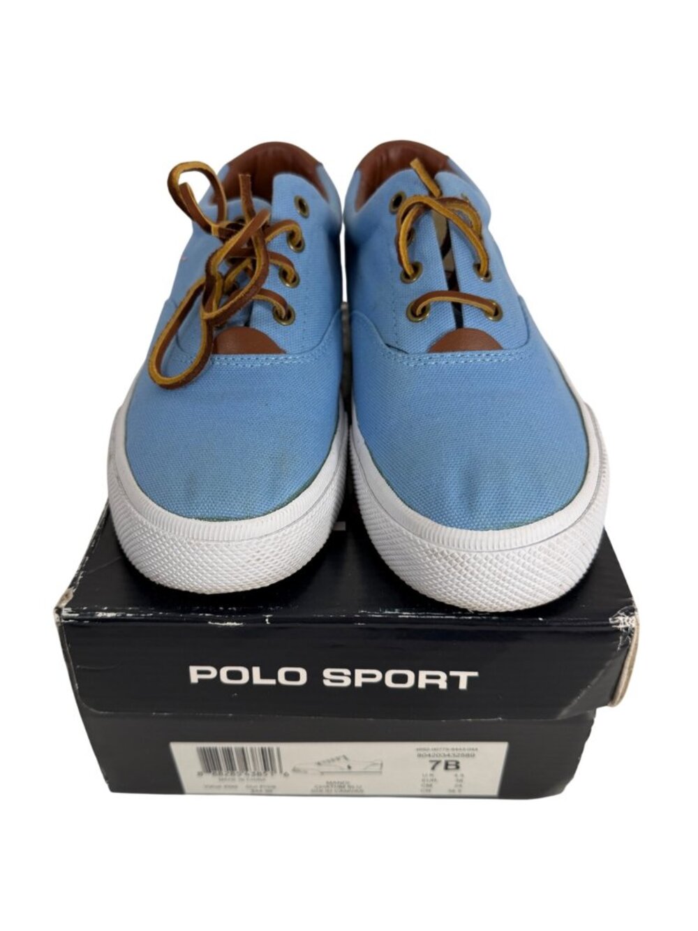Polo Ralph Lauren Sport Mandi Chatham Blue Canvas Sneakers Womens Size 7B + Box